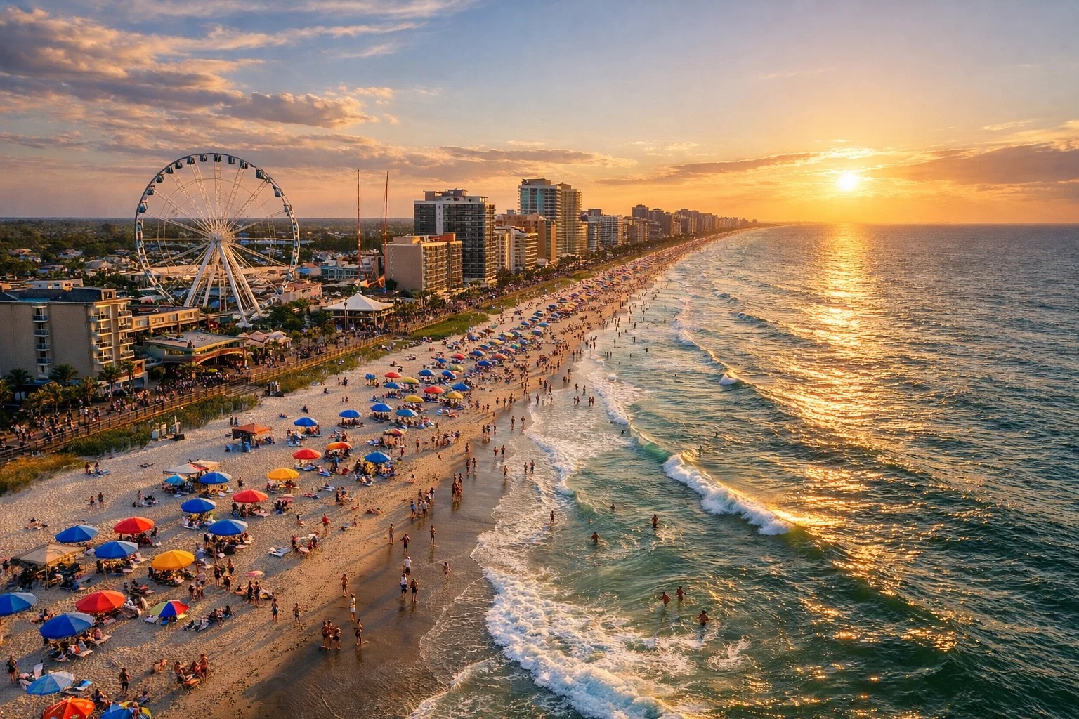 Myrtle Beach boardwalk and coastline